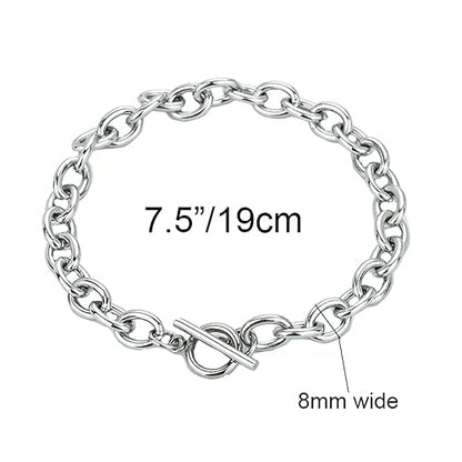 kelistom 925 Sterling Silver Bracelets for Women Teens, Love Heart Charm Chain Bracelet Bangle Fashion Jewelry Gifts - color: link braclet-OT