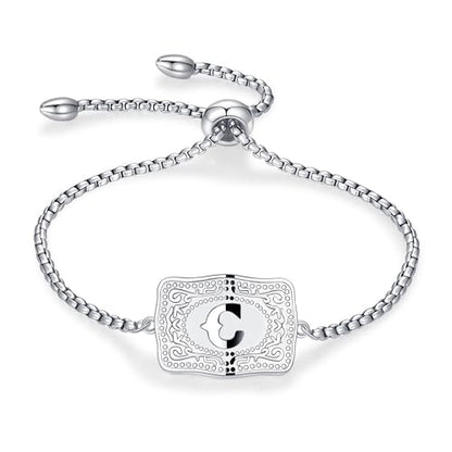 Belt Buckle Initial Bracelet for Women, 18K Gold/Silver Plated Belt Buckle Initial A-Z Bracelet, Unique Western Style Jewelry Gifts for Women Men - style: C