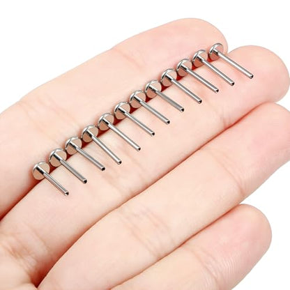 F136 Titanium 20/18/16G Threaded/Threadless Flat Earring Back Converter Kit Nose Lip Rings Medusa Labret Flatback Posts Cartilage Helix Conch Tragus Stud Piercing Jewelry Bar for Women Men - color: Internally Threaded, size: 18g, 3/8in