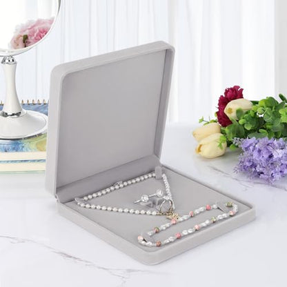 LETURE Velvet Jewelry Set Box, Velvet Gift Box for Bracelet Necklace Earring Ring (Grey) - color: Grey