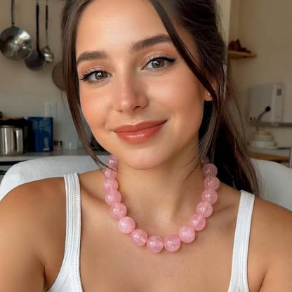 Chunky Beaded Necklace for Women, Colorful Trendy Statement Summer Jewelry Gift - color: necklace-16