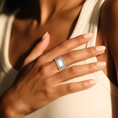 Pack Silver Stacking Rings for Women Non Tarnish,18K White Gold Plated Cubic Zirconia Ring,Jewelry Gift for Women - size: 6