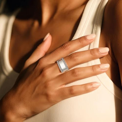 Pack Silver Stacking Rings for Women Non Tarnish,18K White Gold Plated Cubic Zirconia Ring,Jewelry Gift for Women - size: 10