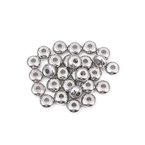 Stainless Steel Spacer Beads 8x4mm Rondelle Loose Charm Caps Beads for DIY Jewelry Making 50pcs with 2.5mm Hole - color: 8x4mm 2.5mm