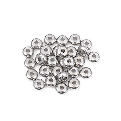 Stainless Steel Spacer Beads 8x4mm Rondelle Loose Charm Caps Beads for DIY Jewelry Making 50pcs with 2.5mm Hole - color: 8x4mm 2.5mm
