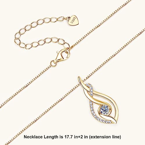 Moissanite Infinity Pendant Necklace for Women | 4mm D Color Moissanite 925 Sterling Silver Infinity Knot Necklace for Mom Wife Birthday Jewelry Gifts - color: Gold