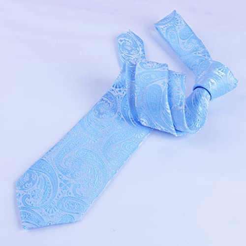 Alizeal Mens Gradient Paisley Necktie and Pocket Square Set | Elegant Design Perfect for Weddings Banquets Business Formal Events - color: 170-light Blue
