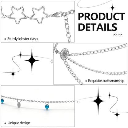 JATEBI 8 Pcs Waist Belly Chain Belt for Women Body Chains Jeans Pants Chain Adjustable Bikini Belly Chain Boho Layered Summer Skinny Beach Belly Jewelry Accessories