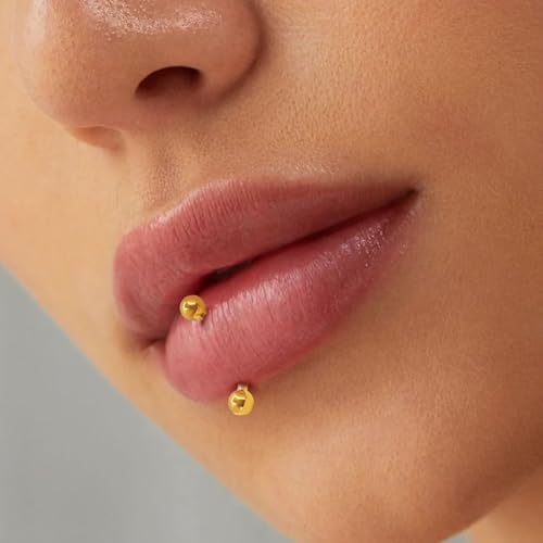 2 Pcs 14k Gold Filled Eyebrow Rings, 16G Threaded Rook Piercing Jewelry, Surgical Steel Vertical Lip Labret Belly Tongue Ring Daith Earring Curved Barbells - color: 10mm-2pcs Cone Top