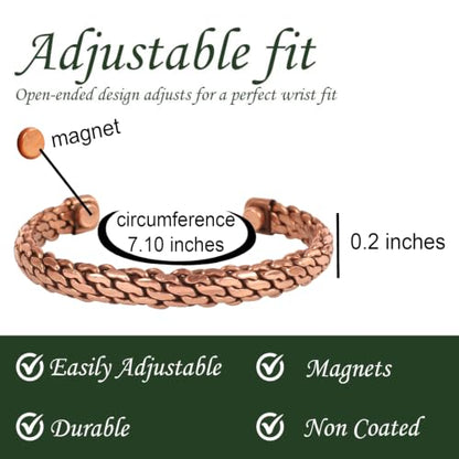 Touchstone Copper bracelet Tibetan style. Hand forged with solid and high gauge pure copper. Elegant weave pattern. - style: Braided 6