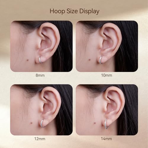 Limerencia G23 Hypoallergenic Titanium Earrings Hoops Small Huggie Earrings | 18G Cartilage F136 Pure Titanium Huggie Hoops with Cubic Zirconia, Ear Cuff Style Jewelry for Women Men with Sensitive Ears - color: White CZ, size: 12mm