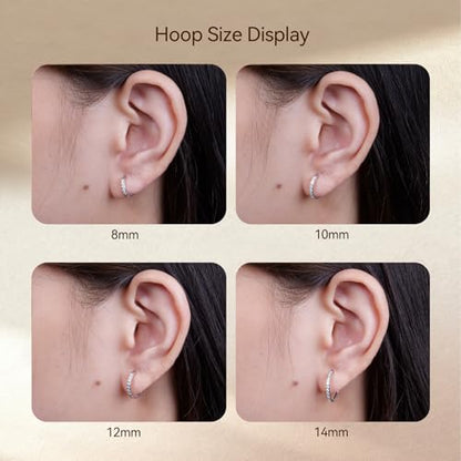 Limerencia G23 Hypoallergenic Titanium Earrings Hoops Small Huggie Earrings | 18G Cartilage F136 Pure Titanium Huggie Hoops with Cubic Zirconia, Ear Cuff Style Jewelry for Women Men with Sensitive Ears - color: White CZ, size: 12mm