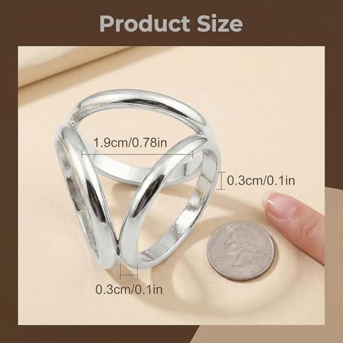 2PCS(Golden + Silver) Women Lady Girls Three Ring Fashion Scarf Ring Buckle Modern Simple Triple Slide Jewelry Silk Scarf Clasp Clips Clothing Wrap Holder