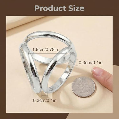 2PCS(Golden + Silver) Women Lady Girls Three Ring Fashion Scarf Ring Buckle Modern Simple Triple Slide Jewelry Silk Scarf Clasp Clips Clothing Wrap Holder