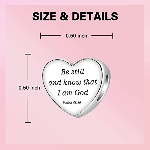 LUXILLA Love You Best Friend Grandma Wife Heart Charm 925 Sterling Silver Charms Fit for Bracelets Necklace Jewelry Gift for Women - color: Be still and know that I am God Psalm 46:10 Charm