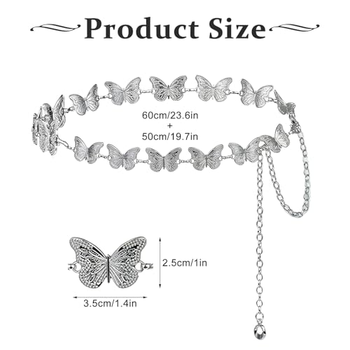 Butterfly Chain Belt - color: Silver