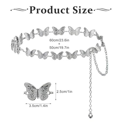 Butterfly Chain Belt - color: Silver
