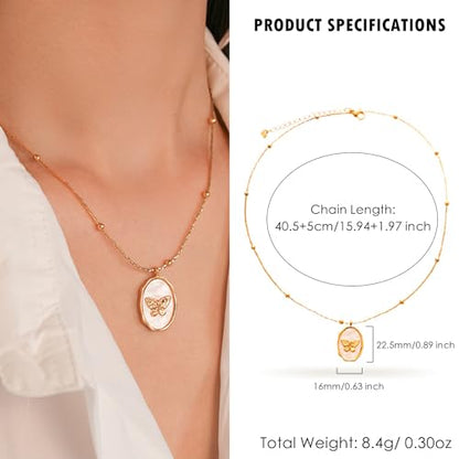Locket Necklace for Women, Vintage Dainty Gold Heart Oval Butterfly Star Moon Engraved Picture Photo Lockets Pendant Necklaces Memorial Necklace Personalized Jewelry Valentine Gifts - style: Oval Butterfly