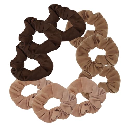 9 Pack Scrunchies Hair Ties (Browns) - color: Browns