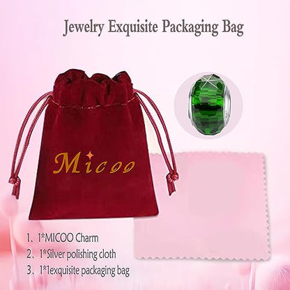 MICOO 925 Sterling Silver Charms for Bracelets,Fashion DIY Dangle Pendants Beads Simulated Birthstone Charms,Birthday Gifts for Women - color: 1 Green Charms