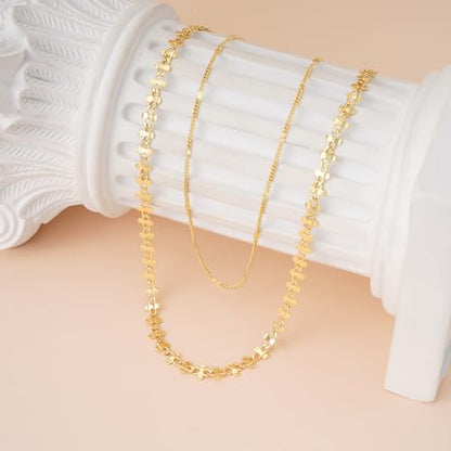 Layered Necklaces for Women 14k Gold Plated Chain Necklace Trendy Dainty Toggle Clasp Chunky Cuban Link Paperclip Chain Jewelry Gift - style: Style 2：Heart Layered Chain