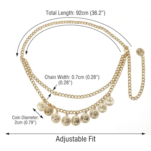 Waist Chain for Women - Silver Body Chain Crystal Body Jewelry, Stylish Adjustable Belt for Summer Beach Bikini Rave Festival Outfit Accessories - color: Gold-2