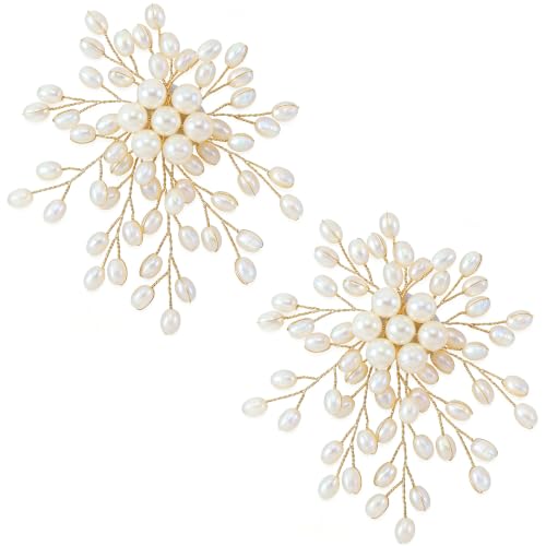 PAGOW Large Pearl Brooches for Women, Fashion Flower Pearl Striking Brooch Pins, Vintage Floral Clustered Pearls Bridal Lapel Costume Pins Decoration for Wedding Party Jewelry - 1pc, White - color: white,style5,2pcs