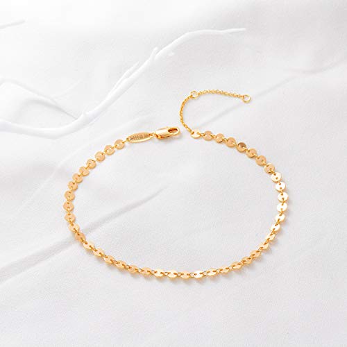 MEVECCO Anklet for Women Gold Chain 14K Gold Plated Dainty Boho Beach Summer Simple Foot Jewelry Ankle Bracelet - style: Coin