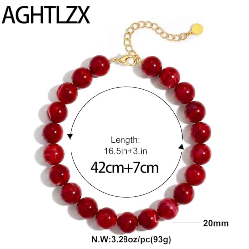 Chunky Beaded Necklace for Women, Colorful Trendy Statement Summer Jewelry Gift - color: necklace-13