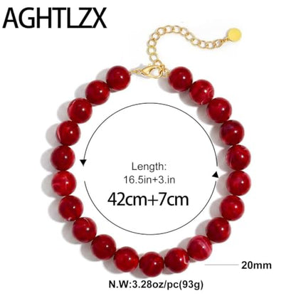 Chunky Beaded Necklace for Women, Colorful Trendy Statement Summer Jewelry Gift - color: necklace-13