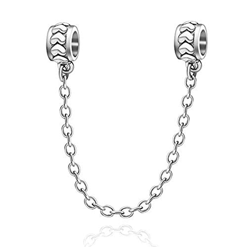 ARTCHARM Clasp Love Safety Chain Charm - Authentic 925 Sterling Silver Heart Beads - Fit European Style Bracelet - color: A