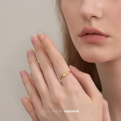 Sunshine Engraved Rings for Women Men,18k Gold Plated Stacking Ring | 18k Gold Plated Titanium Stacking Rings,'You Are My Sunshine' Statement Bands - color: Gold-2mm