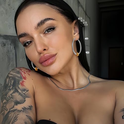 Large Gold Knot Hoop Earrings for Women 18K Gold Hoop Earrings Statement Lightweight Hoops Trendy Gold Hoops Earrings Jewelry - color: B-Big Hoop Earrings-mix metal