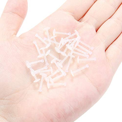 Lcolyoli 30PCS 16G 18G Clear Nose Studs Push Top Piercing Retainers 2mm Flat & Ball Top Bioflex Lip Rings Labret Retainer for Women Men 6-10mm Bar Length - color: Flat Top-30Pcs-16G-3/8"
