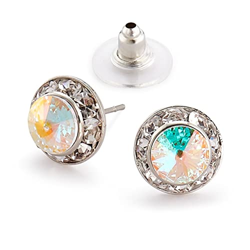 Star Light Crystal Rhinestone Earrings for Dance, Pageant, Prom, Wedding | Elegant sparkling jewelry, European quality crystals for ballroom, skating, figure competition, and special events - color: 11mm Crystal AB Pierced