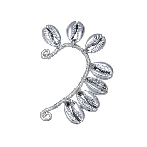 Wellike Gold Ear Cuffs For Women Non Piercing Single Clip On Earrings 18k Gold/Silver Plated Handmade Cuff Earrings Hypoallergenic Waterdrop Cowrie Shell Jewelry - color: KKWE580-S