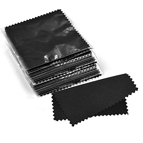 Jewelry Cleaning Cloths, Individually Wrapped Jewelry Polishing Cloths | Help Remove Tarnish, Restores Shine, Compact & Portable, Reusable Until Soiled, Everyday Jewelry Care, Multiple Colors - color: H-50pcs-black