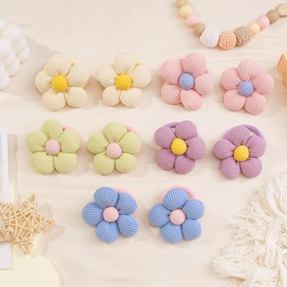 CÉLLOT 10PCS Flower Hair Ties,4cm Diameter Seamless Nylon Bands for Girls | Normal Ponytail Holders | for Women & Children(Pink,Purple,Beige,Green,Blue) - color: 10pcs-A