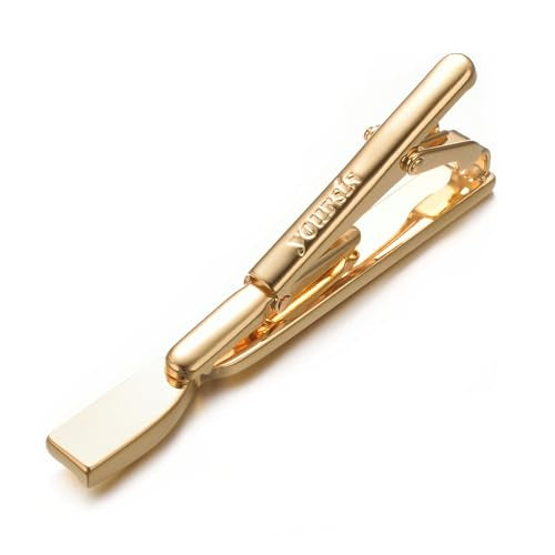 Yoursfs Black Matte Skinny Tie Clips For Men Classic Shiny Tie Bars Stainless Steel Personalized Tie Clip Suitable for Wedding Anniversary Business - style: Skinny Gold Tie Clips