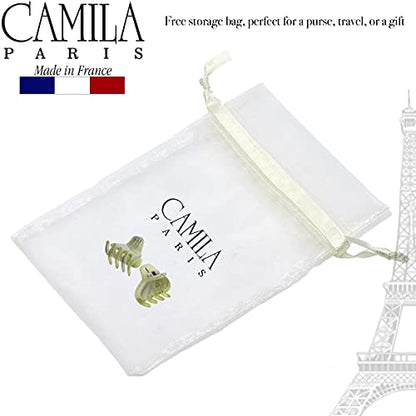 Camila Paris CP3199 French Small Hair Clips for Women, 1" Set of 2 Small Claw Clip Fashion Styling Mini Hair Clip Accessories for Women, Strong Hold No Slip Grip Cute Claw Clips, Made in France - color: Green 1" 2PK
