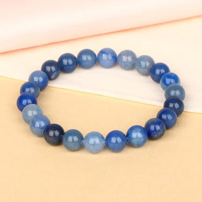 LPBeads Handmade Natural Gemstone Stretch Elastic Bracelet Healing Crystal Round Stone Beads Jewelry Gifts for Women Men - color: Blue Aventurine, size: 8mm