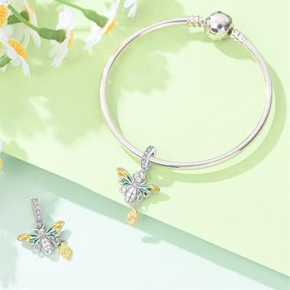 LIGHTDOG 925 Sterling Silve Charms fits Pandora Bracelets Necklace,5A Zircon Dangle Pendant Bead,Mother's Day Gift Jewelry Beads for Women - style: Bee Pendant