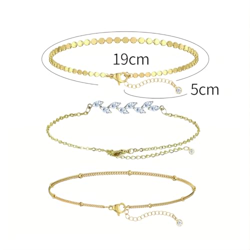 1 Set Leaf Bridesmaid Bracelet Tarnish Free Anklets Dainty Chain Bracelet Stainless Steel Jewelry 19+5 CM Ankle Bracelets for Women Ladies