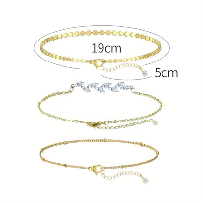 1 Set Leaf Bridesmaid Bracelet Tarnish Free Anklets Dainty Chain Bracelet Stainless Steel Jewelry 19+5 CM Ankle Bracelets for Women Ladies