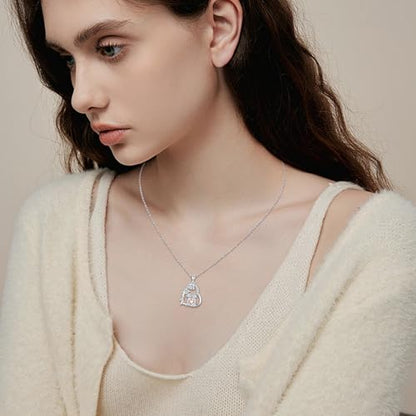 Heart Animal Necklace 925 Sterling Silver Cute Animal Pendant Jewelry Birthday Gifts for Women Girlfriend Mom Animal Lovers - style: 3-3 Highland Cow