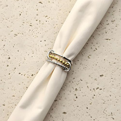Stackable Rings for Women Non Tarnish Gold Silver Mixed Metal Wedding Band Set Gold Plated Stainless Steel with Cubic Zirconia Dainty Statement Thumb Ring Gift for Christmas Birthday Anniversary Jewelry - style: Silver Triple Band Ring