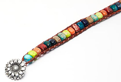 7 Chakra Bracelet Bohemian Handmade Leather Wrap Healing Protection Natural Stone Yoga Beaded Bracelets Boho Friendship Jewelry - color: Chakra #2