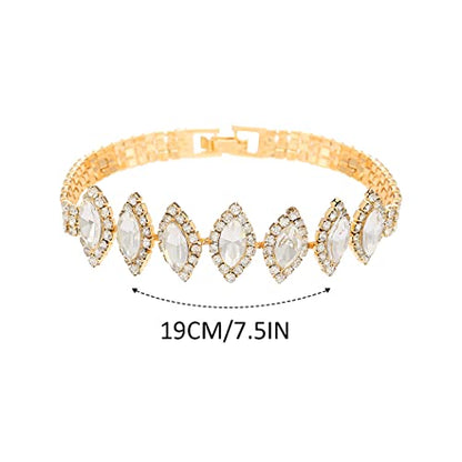 Unicra Bride Crystal Necklace Earrings Set Bridal Wedding Jewelry Sets Rhinestone Choker Necklace Prom Costume Jewelry Set for Women and Brides - color: E-3 Pack Gold Necklace Bracelet Earrings