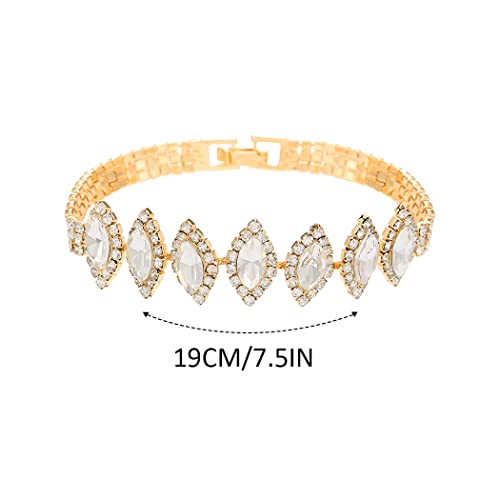 Unicra Bride Crystal Necklace Earrings Set Bridal Wedding Jewelry Sets Rhinestone Choker Necklace Prom Costume Jewelry Set for Women and Brides - color: E-3 Pack Gold Necklace Bracelet Earrings