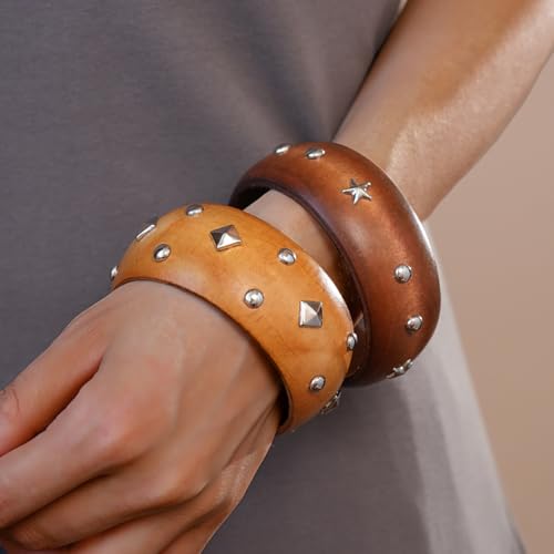 Acrylic Resin Bracelet for Women Chunky Square Bracelets Wide Wristbands Bangle Punk Jewelry